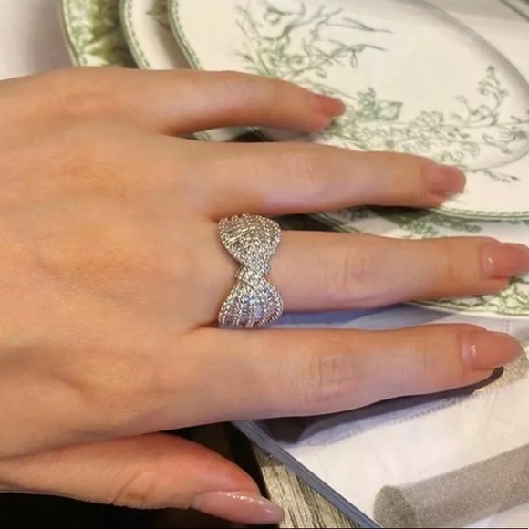 COPY - Elegant Cubic Zircon 925 Silver Plated Rings Women Wedding Jewelry Gift … - Picture 1 of 4